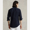 Ralph Lauren navy Oxford-hemd met rood logo, gedragen achteraanzicht