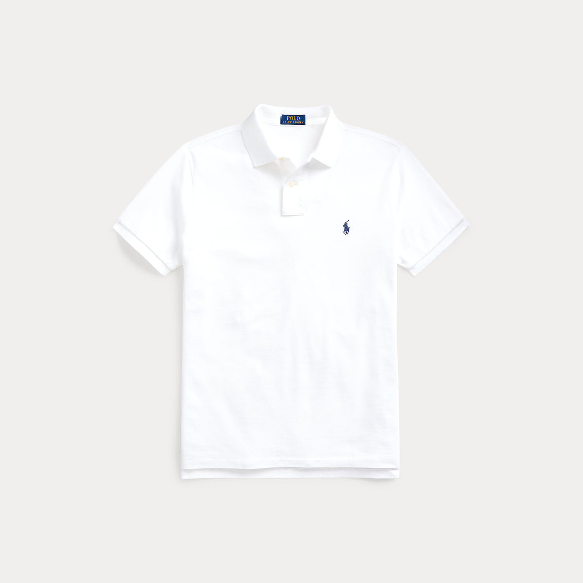 Ralph Lauren witte polo met donker borstlogo, productfoto vooraanzicht