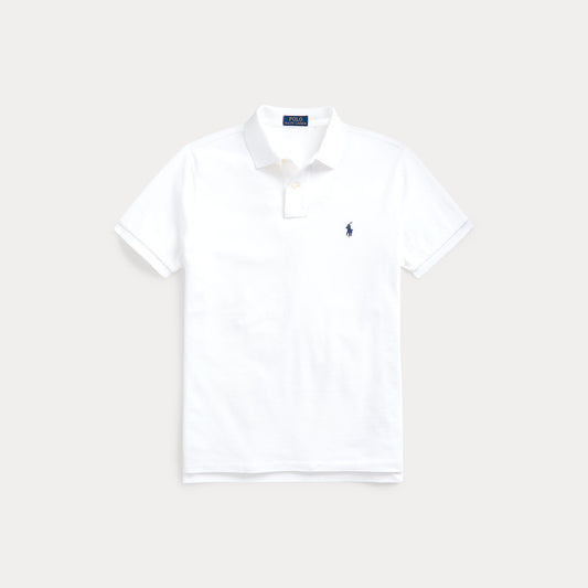 Ralph Lauren witte polo met donker borstlogo, productfoto vooraanzicht