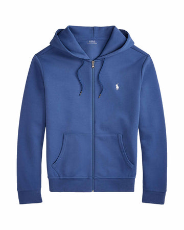 Ralph Lauren blauwe hoodie met volledige rits, productfoto vooraanzicht