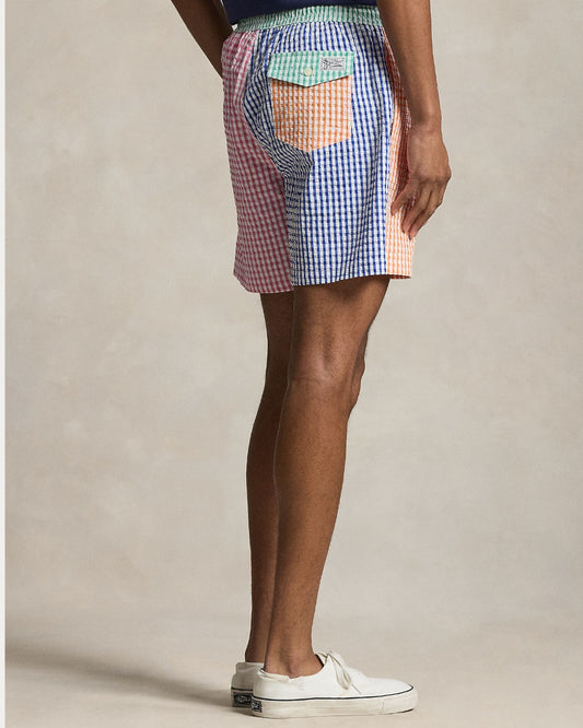 Ralph Lauren multicolour geruite zwemshort, gedragen achteraanzicht