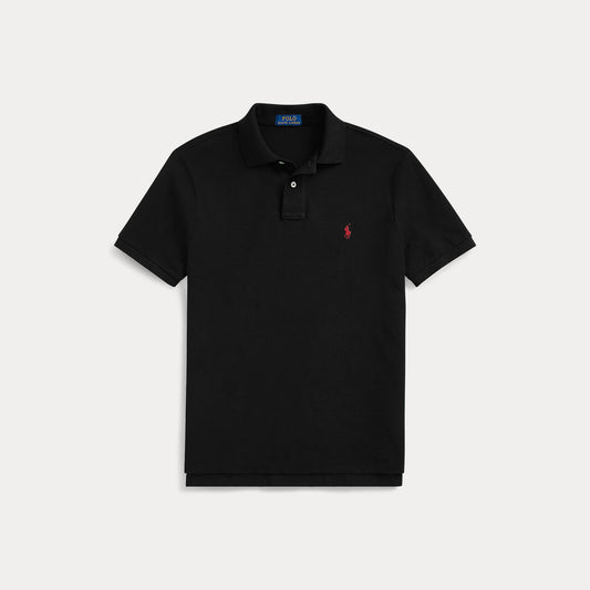 Ralph Lauren zwarte polo met rood borstlogo, productfoto vooraanzicht