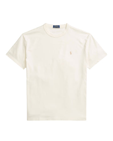 Ralph Lauren crèmekleurig T-shirt met borstlogo, productfoto vooraanzicht