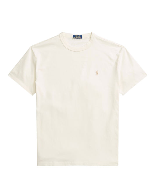 Ralph Lauren crèmekleurig T-shirt met borstlogo, productfoto vooraanzicht