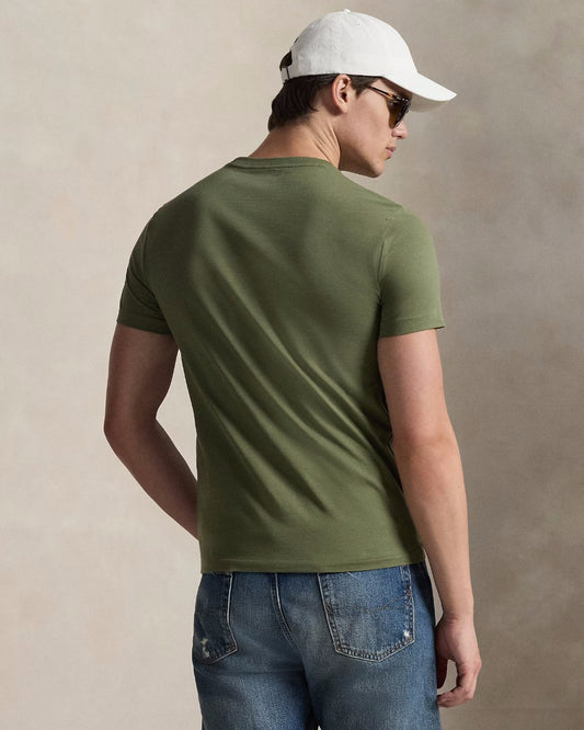 Ralph Lauren groen T-shirt met licht borstlogo, gedragen achteraanzicht
