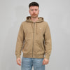 Ralph Lauren khaki hoodie met volledige rits, gedragen vooraanzicht