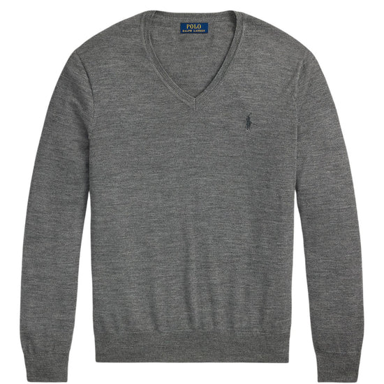 Ralph Lauren Merino Wool V-Neck Trui Fawn Grey Heather – productfoto 1 | Checkpoint Mol