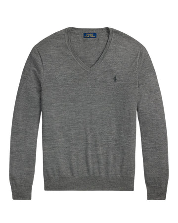 Ralph Lauren Merino Wool V-Neck Trui Fawn Grey Heather – productfoto 1 | Checkpoint Mol
