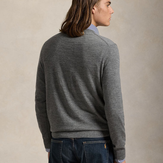 Ralph Lauren Merino Wool V-Neck Trui Fawn Grey Heather – productfoto 4 | Checkpoint Mol