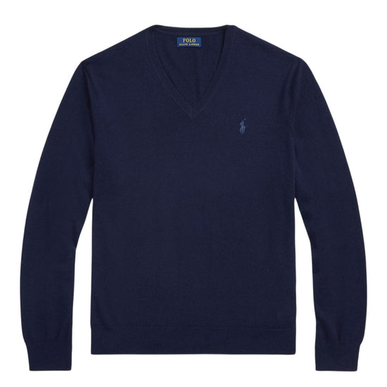 Ralph Lauren Merino Wool V-Neck Trui Hunter Navy – productfoto 1 | Checkpoint Mol