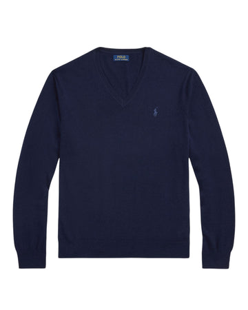 Ralph Lauren Merino Wool V-Neck Trui Hunter Navy – productfoto 1 | Checkpoint Mol