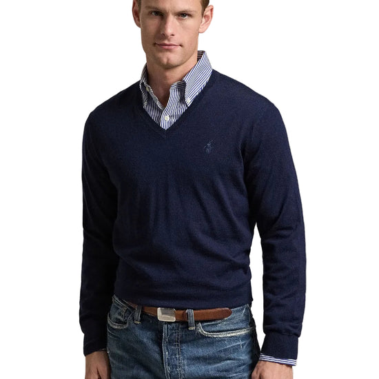 Ralph Lauren Merino Wool V-Neck Trui Hunter Navy – productfoto 2 | Checkpoint Mol
