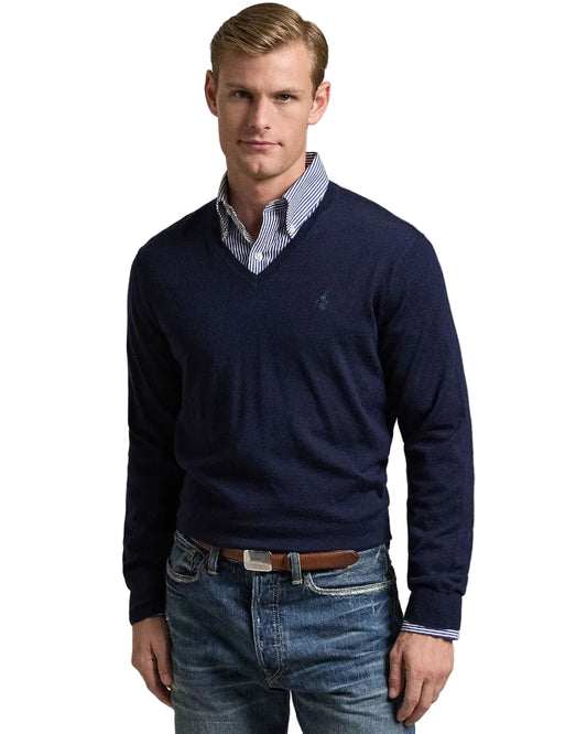 Ralph Lauren Merino Wool V-Neck Trui Hunter Navy – productfoto 2 | Checkpoint Mol