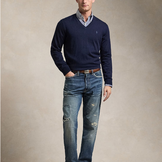 Ralph Lauren Merino Wool V-Neck Trui Hunter Navy – productfoto 3 | Checkpoint Mol