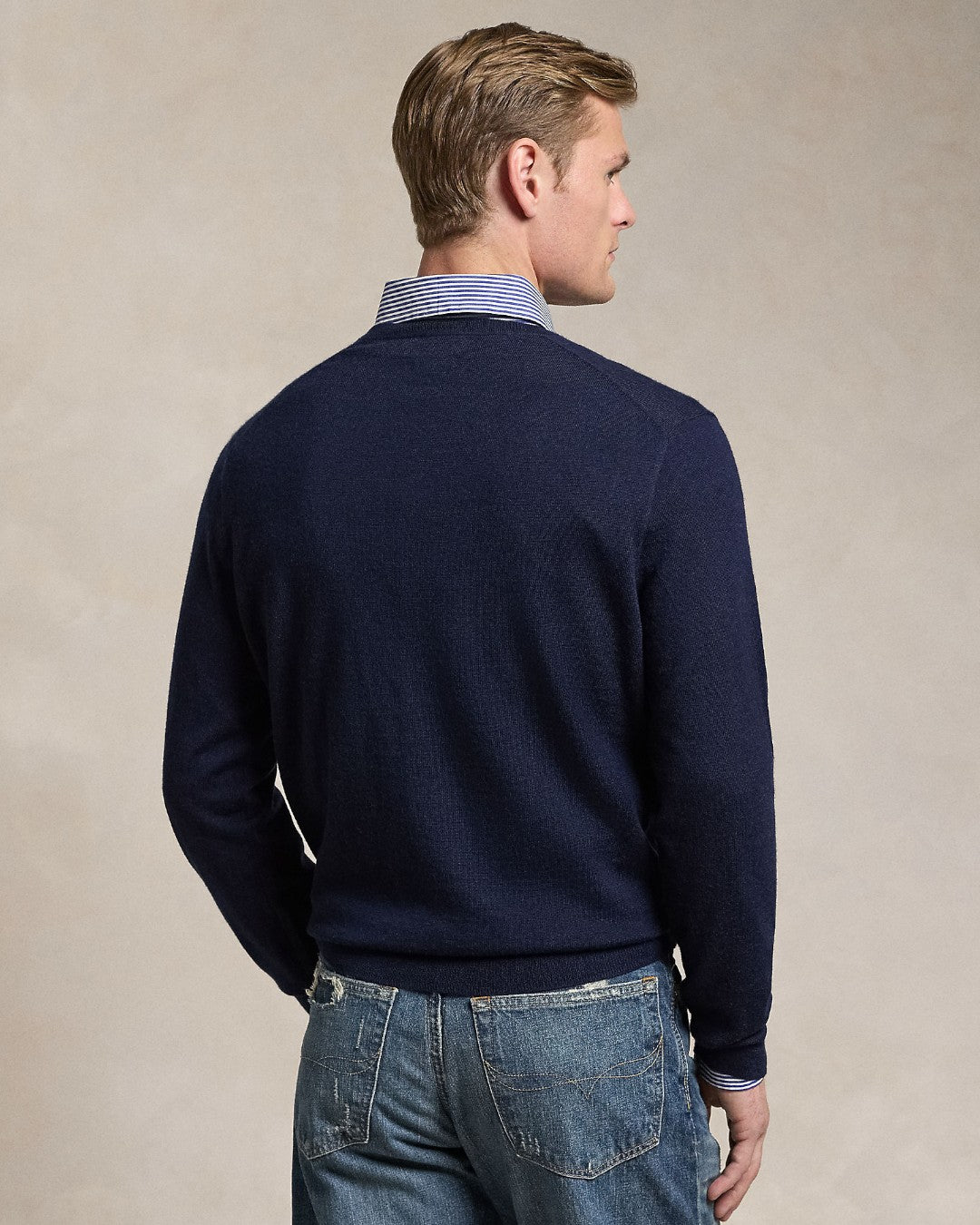Ralph Lauren Merino Wool V-Neck Trui Hunter Navy – productfoto 4 | Checkpoint Mol