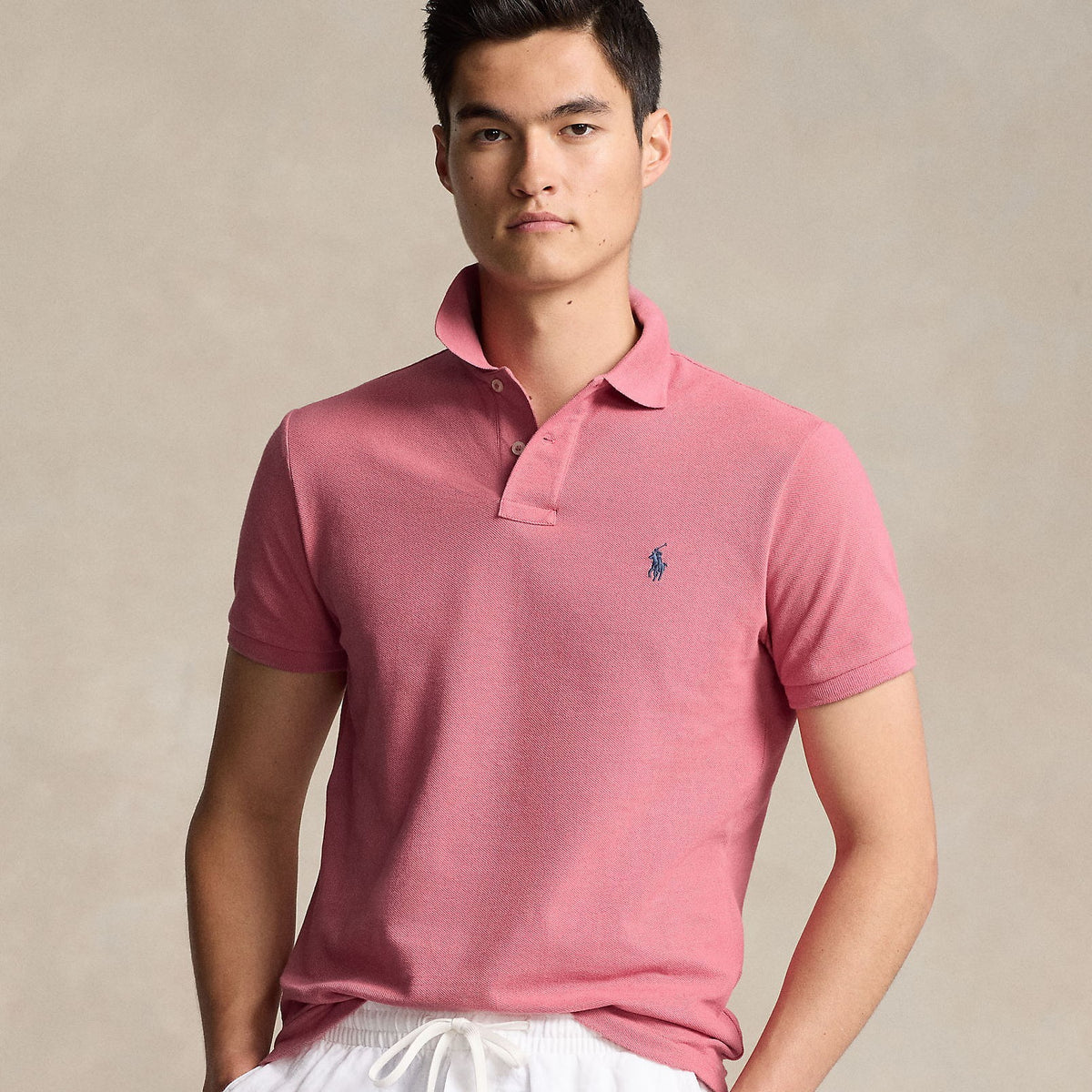 Ralph Lauren roze polo Adirondack Berry, gedragen vooraanzicht