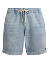 Ralph Lauren lichtblauwe denim short met trekkoord, productfoto vooraanzicht