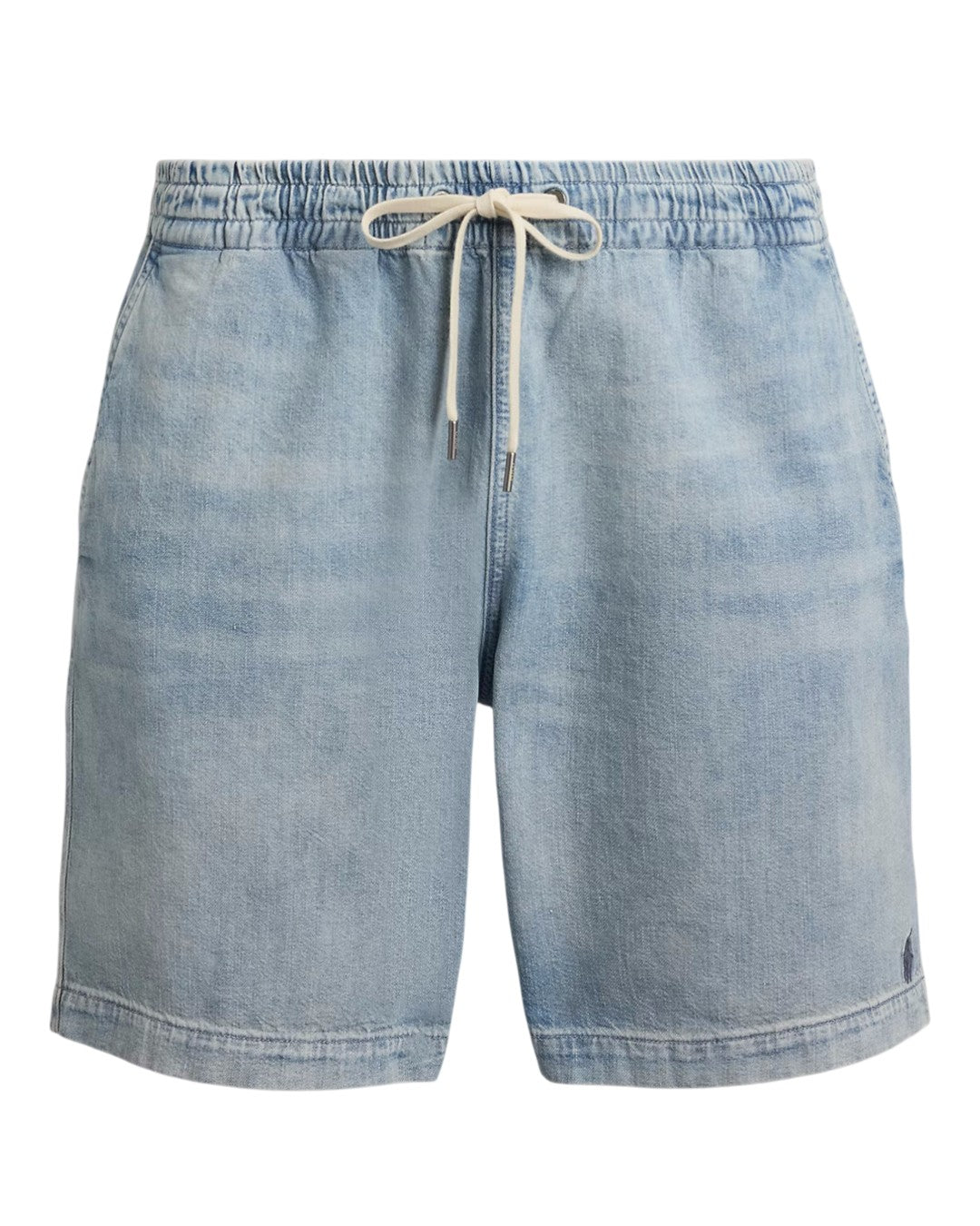 Ralph Lauren lichtblauwe denim short met trekkoord, productfoto vooraanzicht