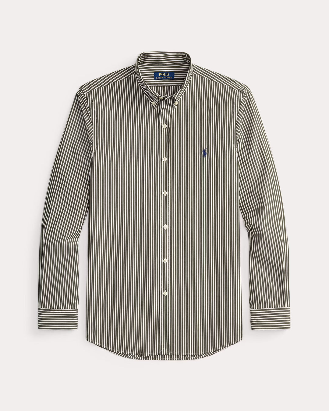 Ralph Lauren donker en wit gestreept hemd, productfoto vooraanzicht