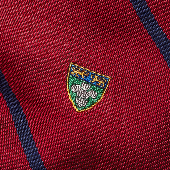 Ralph Lauren rode das met strepen en emblemen, detail streep en embleem