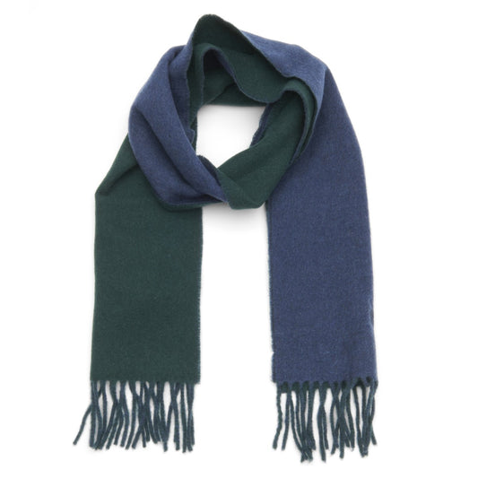 Ralph Lauren groen-blauwe sjaal met franjes, volledig beeld twee zijden
