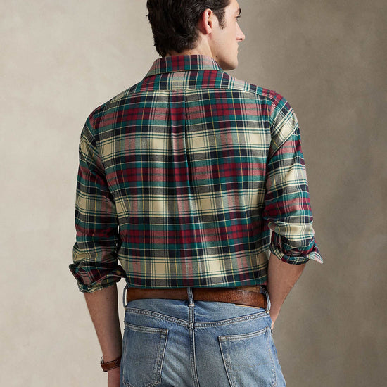 Ralph Lauren multicolour geruit hemd met rood, groen en crème, gedragen achteraanzicht