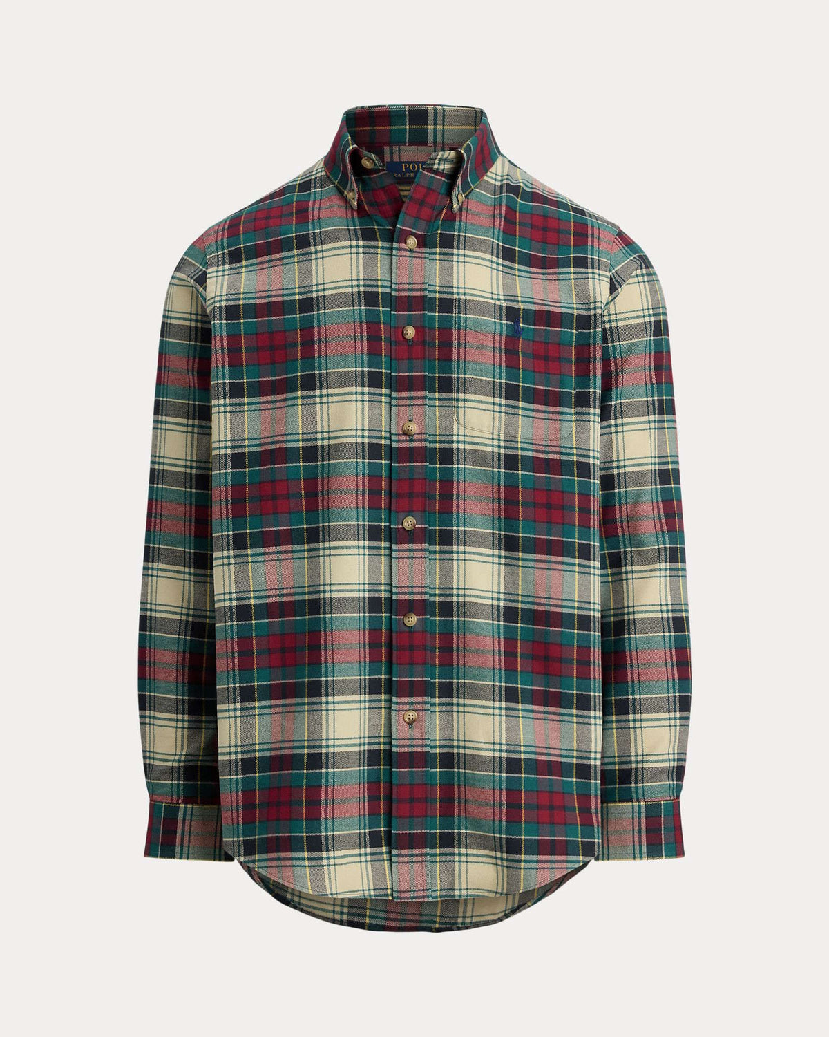 Ralph Lauren multicolour geruit hemd met rood, groen en crème, productfoto vooraanzicht