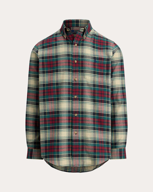 Ralph Lauren multicolour geruit hemd met rood, groen en crème, productfoto vooraanzicht