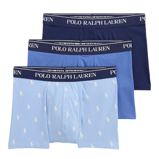 Ralph Lauren blauwe boxers met logotailleband, drie stuks overzicht