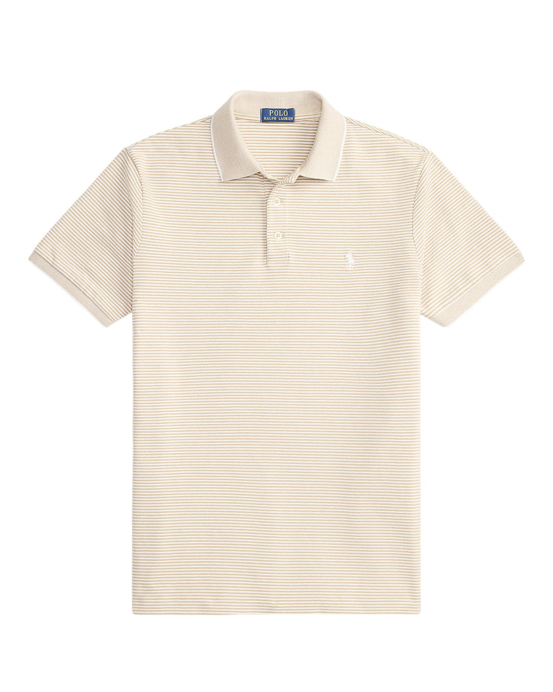 Ralph Lauren khaki-wit gestreepte polo, productfoto vooraanzicht