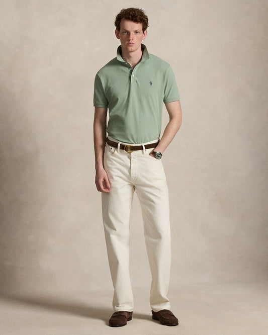Ralph Lauren lichtgroene polo, gedragen volledig vooraanzicht