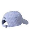 Ralph Lauren blauw-wit gestreepte pet, productfoto achteraanzicht