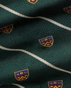 Ralph Lauren donkergroene das met strepen en emblemen, detail streep en embleem
