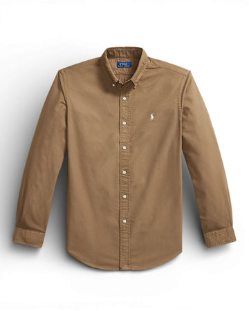 Custom fit garment dyed oxford Brown