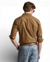 Custom fit garment dyed oxford Brown