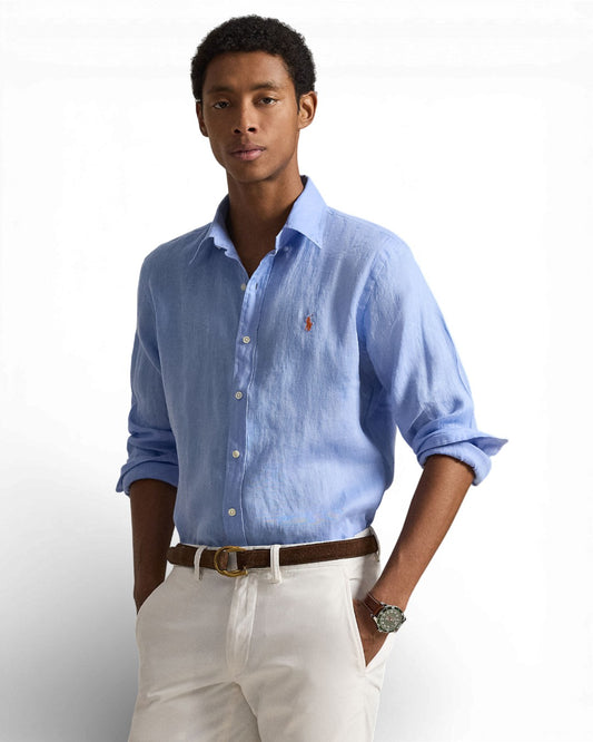 Austin Blue Linen Slim Fit Shirt