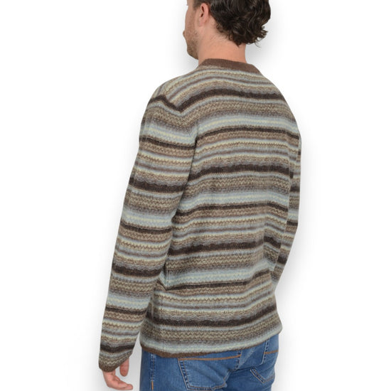 Roberto Collina Baby Alpaca Jacquard Crewneck Corteccia Acqua, achteraanzicht