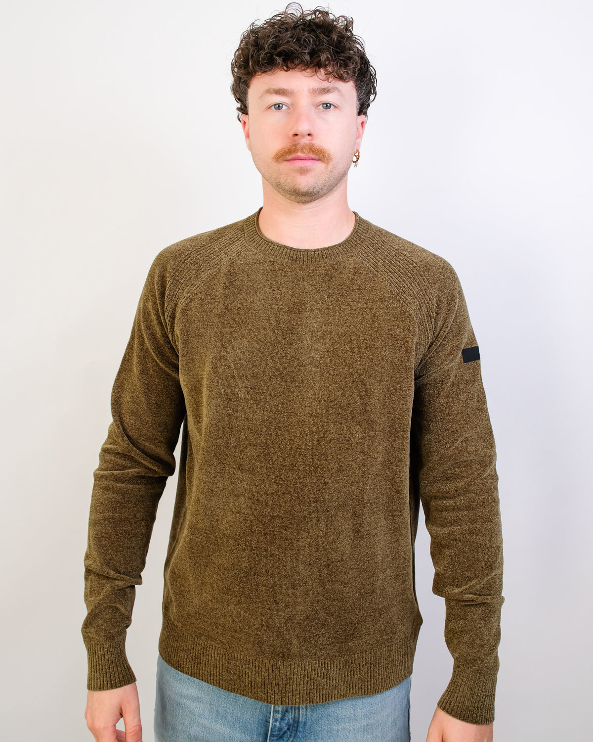 RRD Light Green Velvet Round Neck Pullover – vooraanzicht