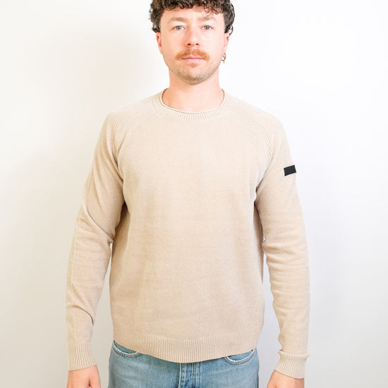 RRD Cream Velvet Round Neck Pullover – vooraanzicht