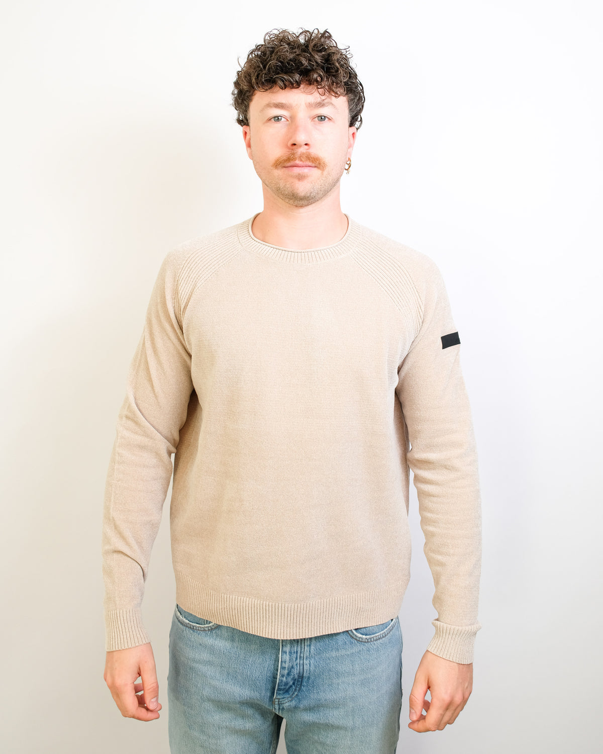 RRD Cream Velvet Round Neck Pullover – vooraanzicht