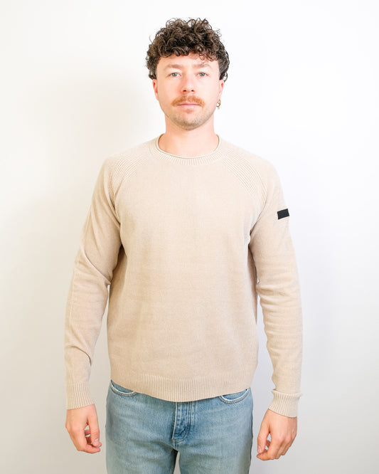 RRD Cream Velvet Round Neck Pullover – vooraanzicht