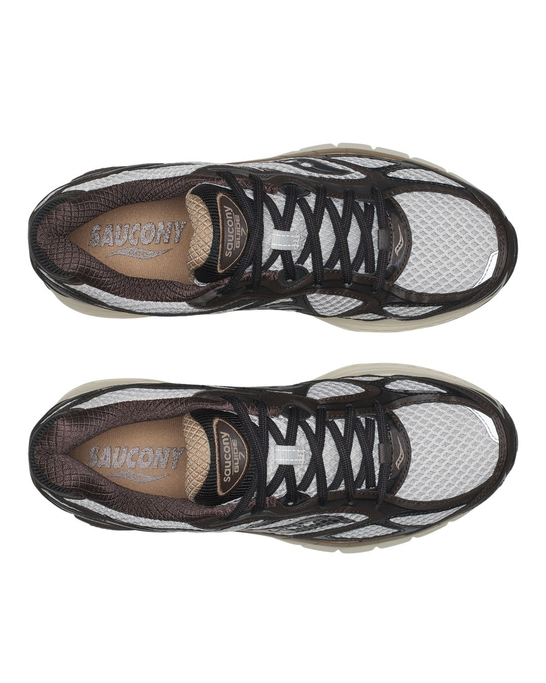 Detail van bruine Saucony ProGrid Guide 7 Quartz Torte