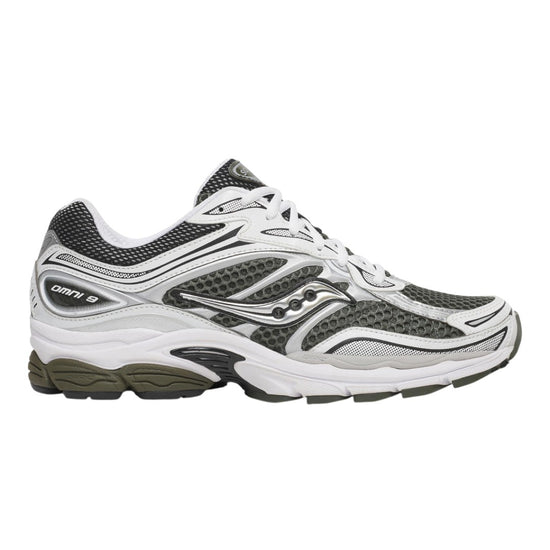 Saucony ProGrid Omni 9 Fatigue groene unisex sneaker zijaanzicht bij Checkpoint Mol