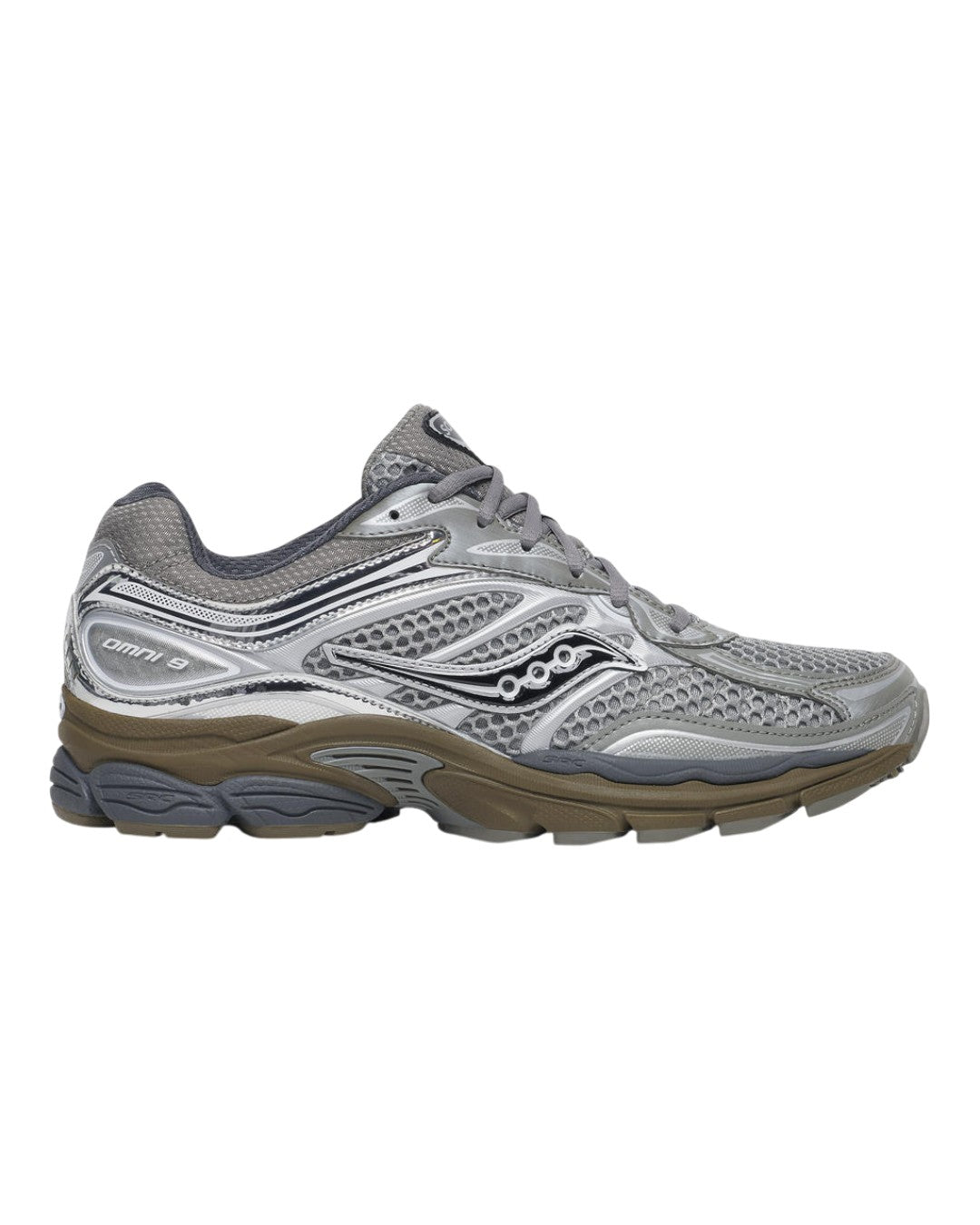 Saucony ProGrid Omni 9 OG Debonair Silver unisex sneaker zijaanzicht bij Checkpoint Mol
