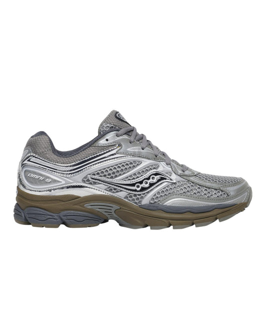 Saucony ProGrid Omni 9 OG Debonair Silver unisex sneaker zijaanzicht bij Checkpoint Mol