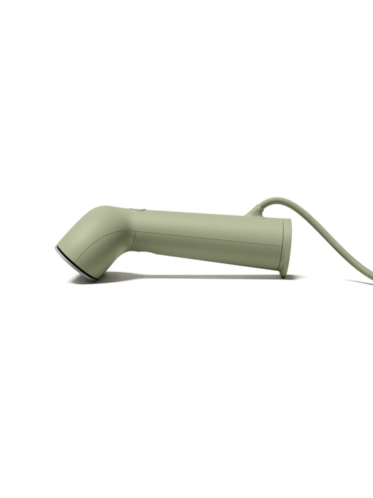 Steamery Cirrus 3 Iron Steamer groene kledingstomer in liggend zijaanzicht