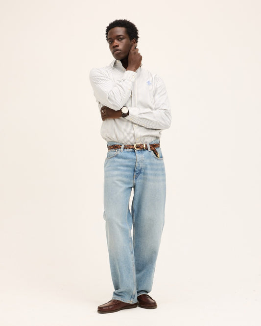 Light Blue Seinfield Striped Shirt