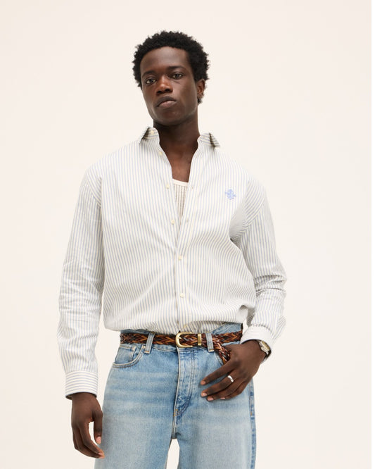 Light Blue Seinfield Striped Shirt