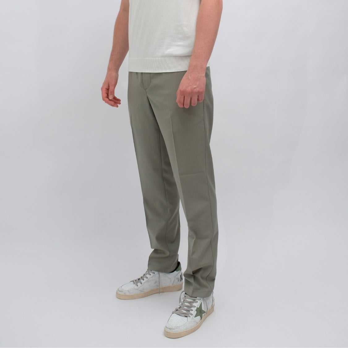 The GoodPeople Bien Wool Blend Straight Fit Trousers Faded Green – productbeeld 3