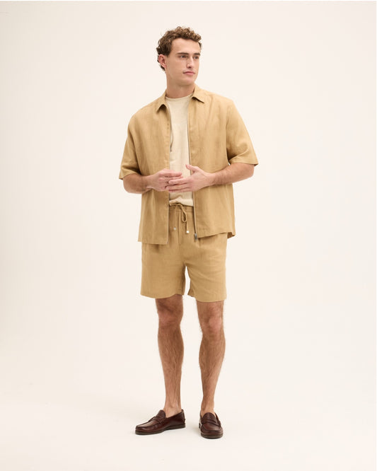 The GoodPeople Hlin Linen Shorts Beige Brown